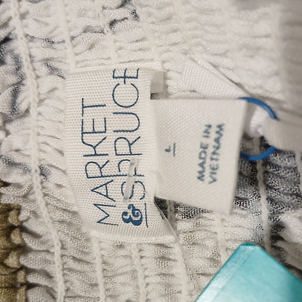 MARKET & SPRUCE SLEEVELESS SEERSUCKER MAXI DRESS LIGHT BLUE-M - Picture 4 of 4